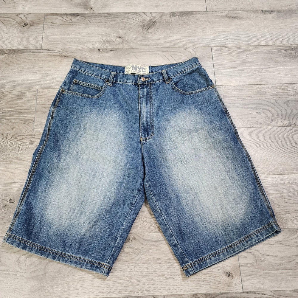 NYC‎ Brand Mens Blue Jean Denim Shorts Cotton Size 36
